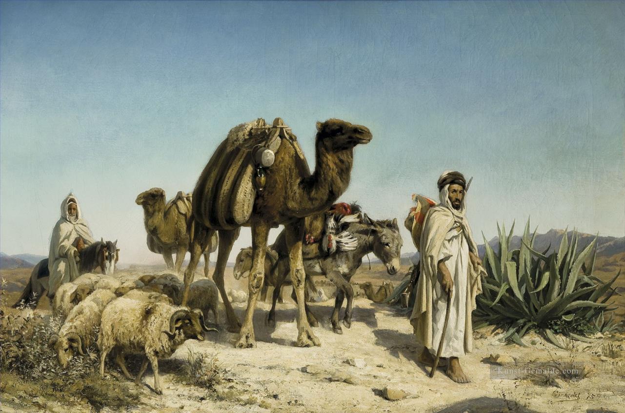 Caravane dans le desert Eugene Girardet Orientalist Ölgemälde
